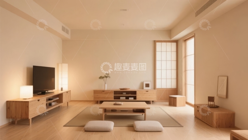 高清大图下载【趣麦麦图】简约日式风格客厅布置温馨舒适