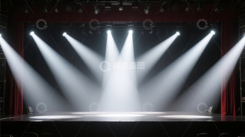 高清大图下载【趣麦麦图】舞台灯光照亮空旷舞台中央