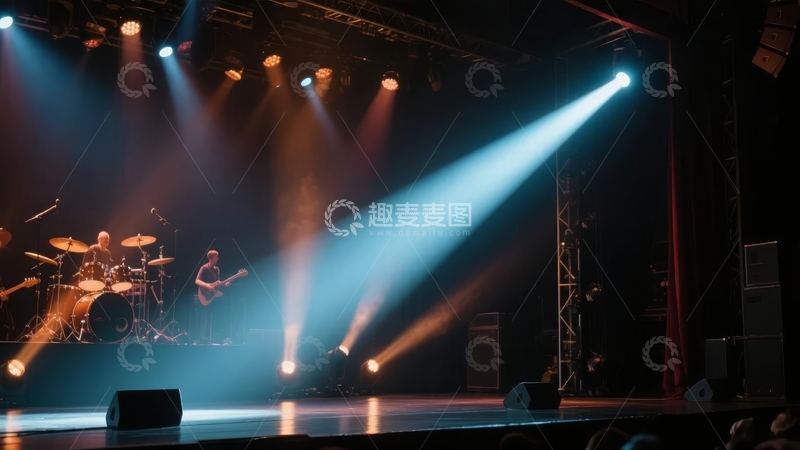 高清大图下载【趣麦麦图】舞台上乐队表演灯光闪耀