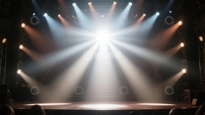 高清大图下载【趣麦麦图】舞台灯光秀中心聚光灯照亮全场
