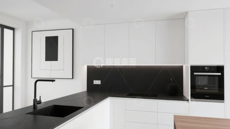 高清大图下载【趣麦麦图】现代简约风格黑白配色厨房设计