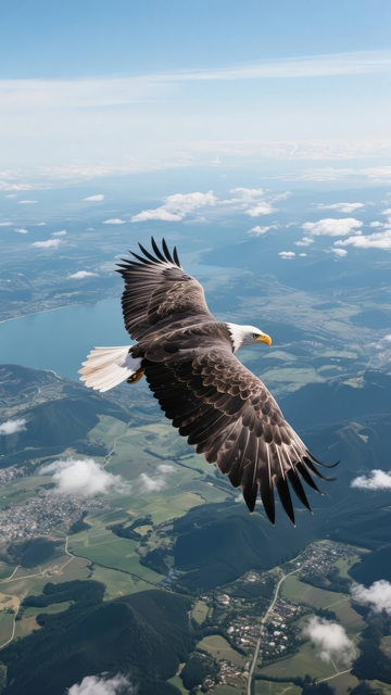 雄鹰翱翔蓝天俯瞰壮丽山河