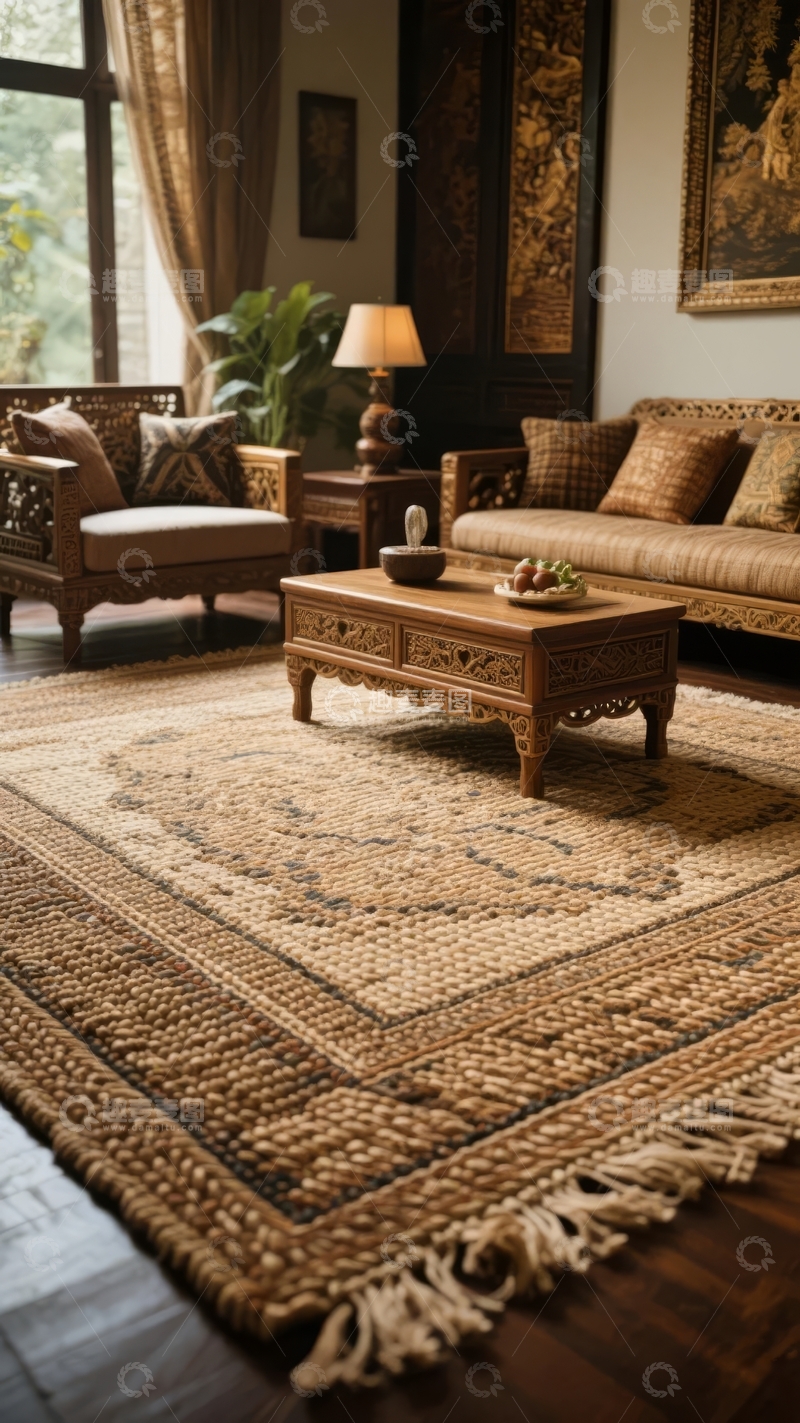 高清大图下载【趣麦麦图】典雅复古风格客厅布置温馨舒适