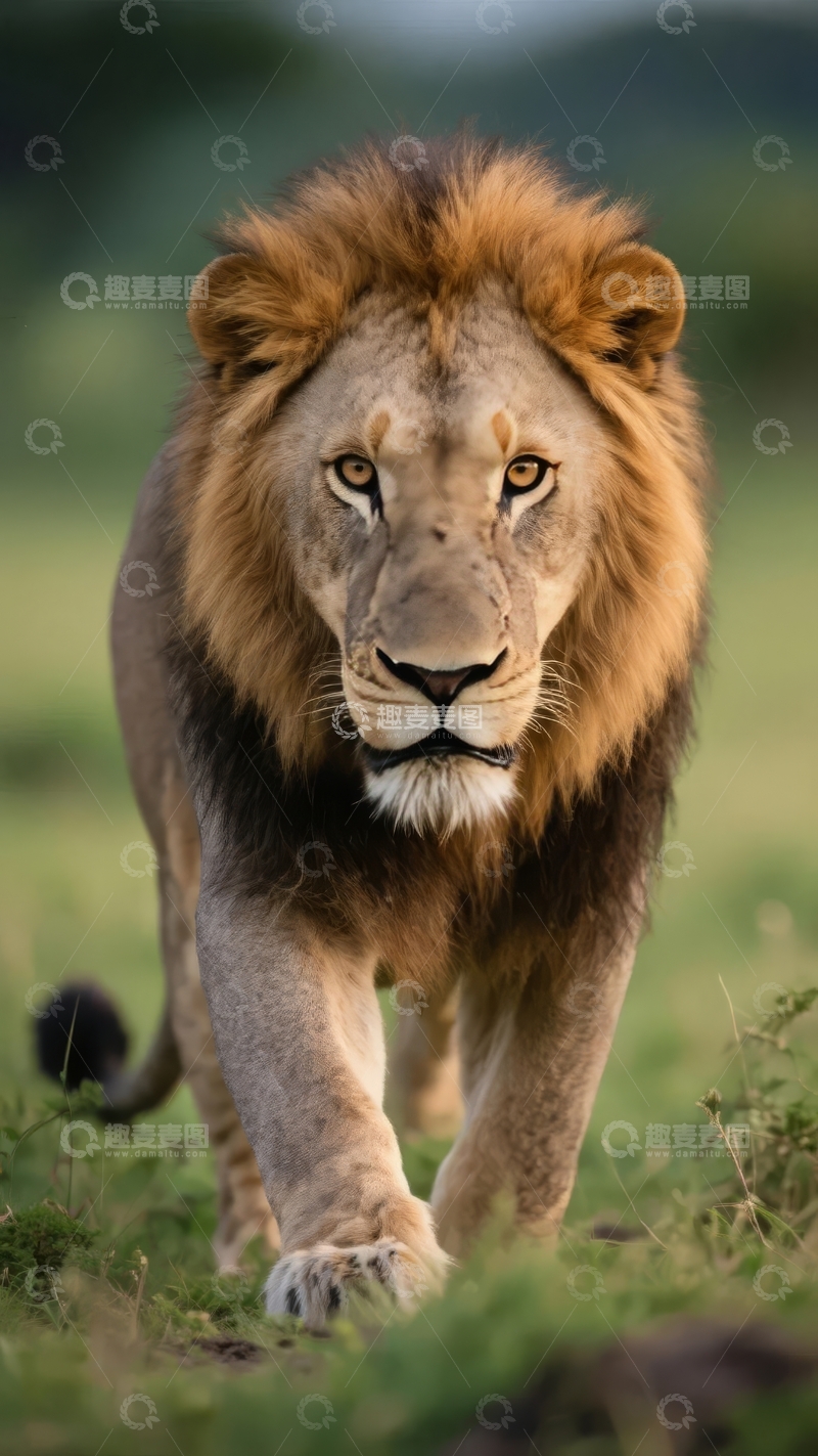 高清大图下载【趣麦麦图】雄狮在草原上昂首阔步