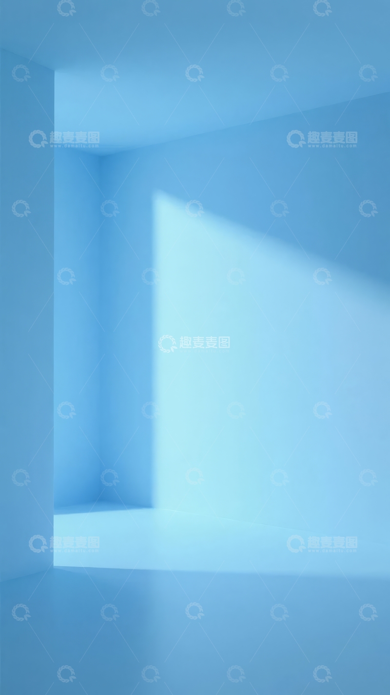 高清大图下载【趣麦麦图】蓝色调光影交错的简约室内空间