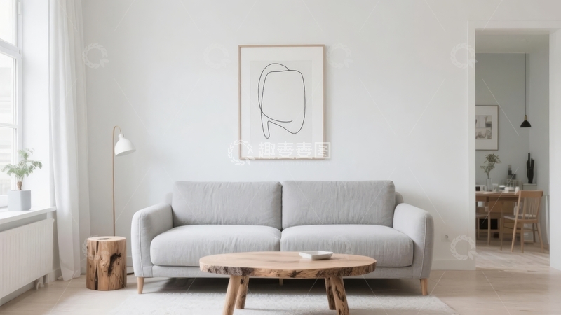 高清大图下载【趣麦麦图】现代简约风格客厅沙发茶几装饰画