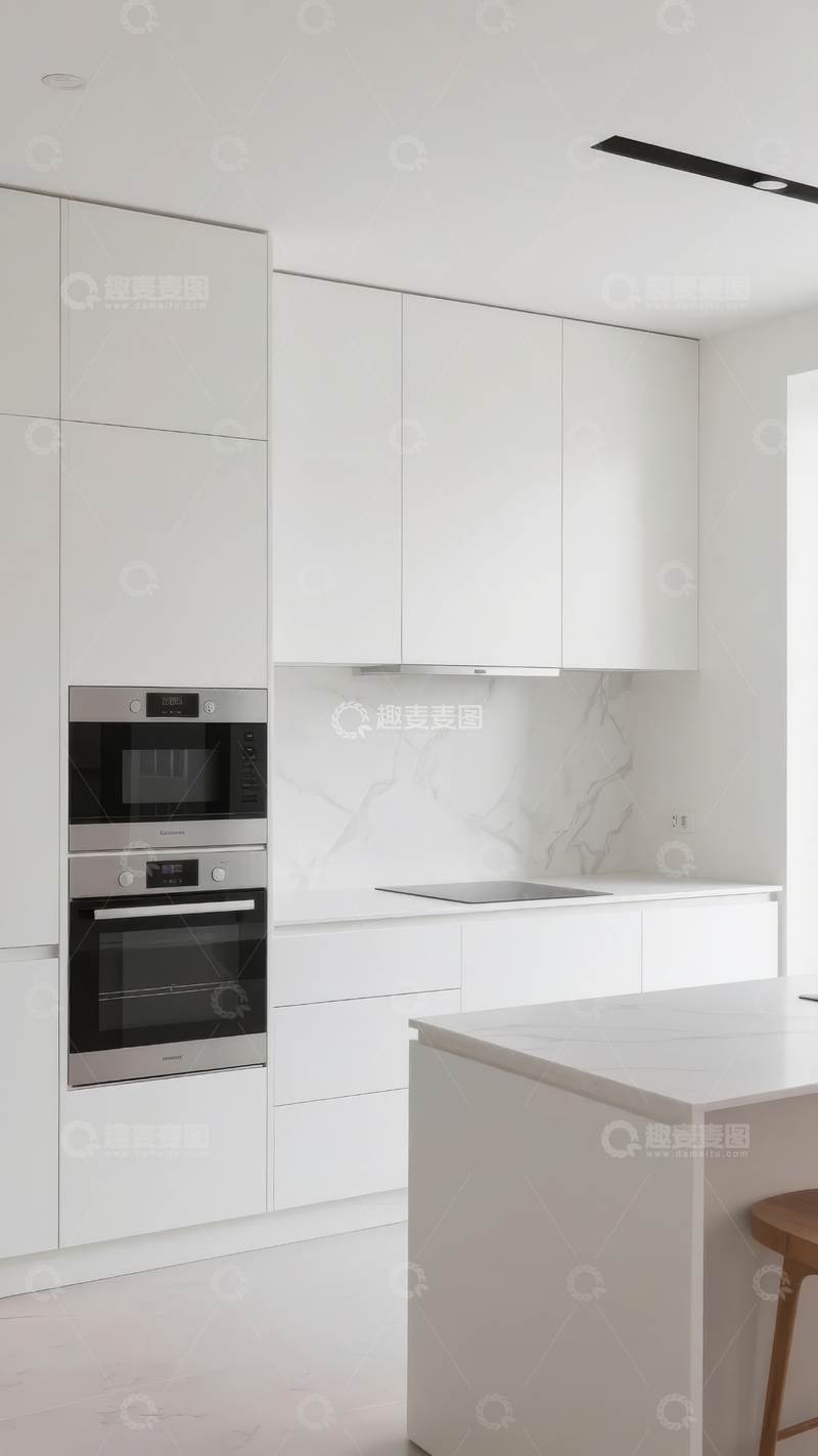 高清大图下载【趣麦麦图】现代简约风格白色厨房设计