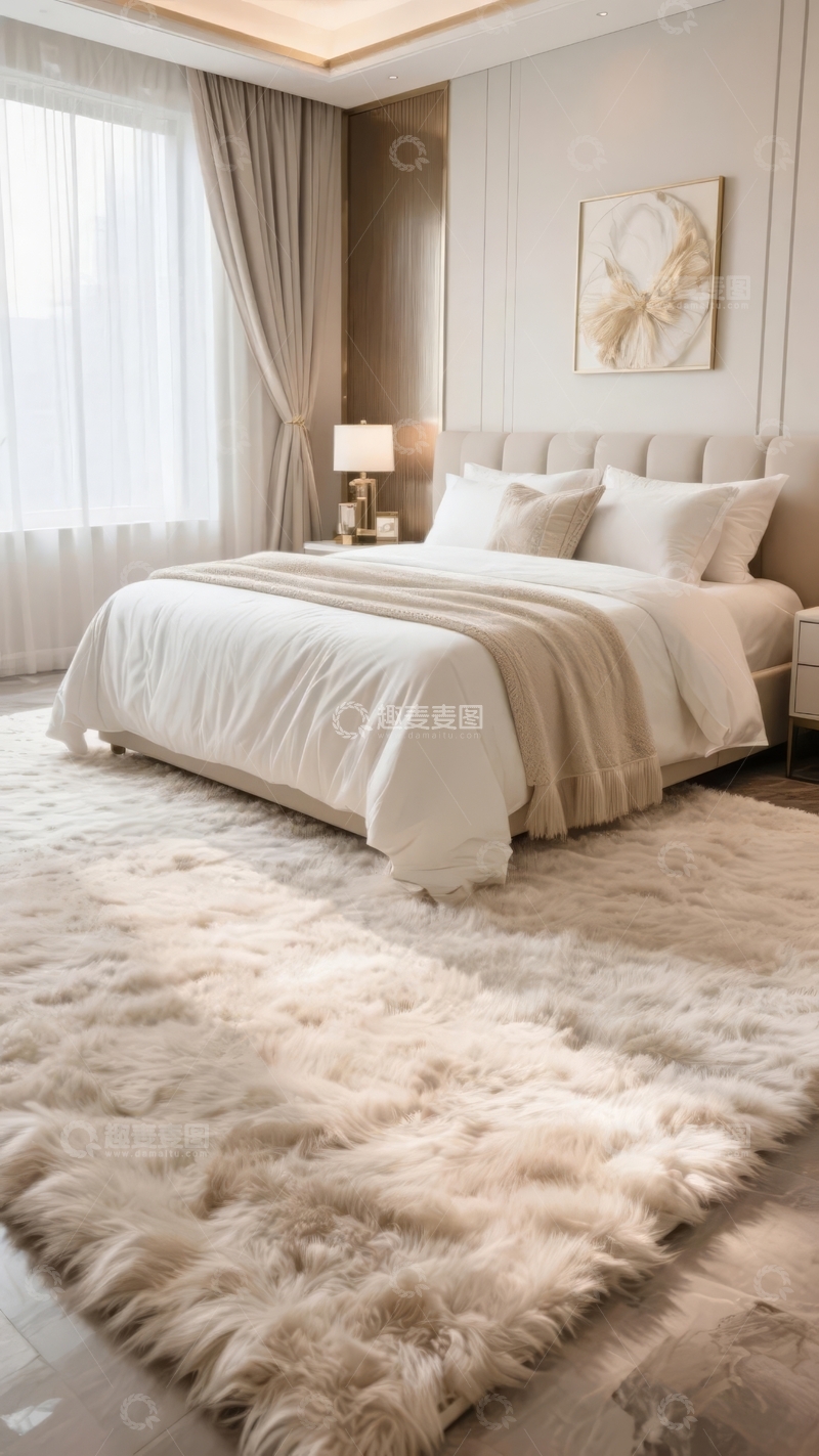 高清大图下载【趣麦麦图】现代简约风格卧室布置温馨舒适