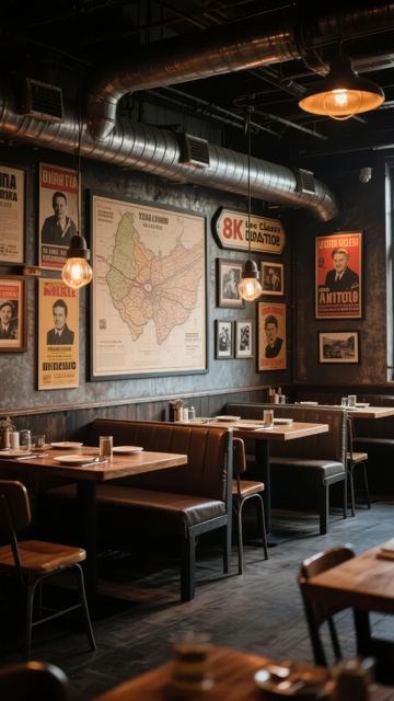 复古工业风餐厅内部装饰与用餐环境