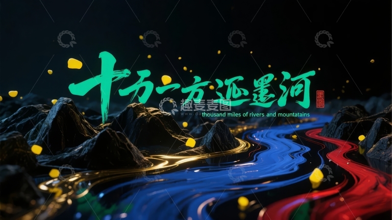 高清大图下载【趣麦麦图】流动光影中的山峦与河流景观