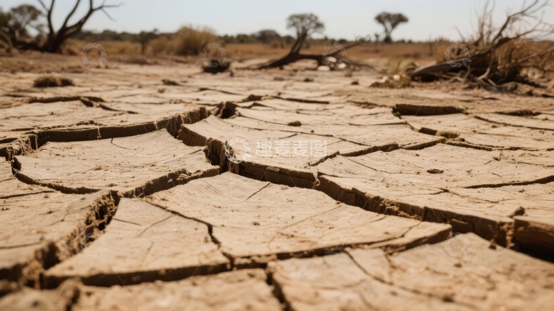 高清大图下载【趣麦麦图】干裂土地展现干旱环境下的荒芜景象