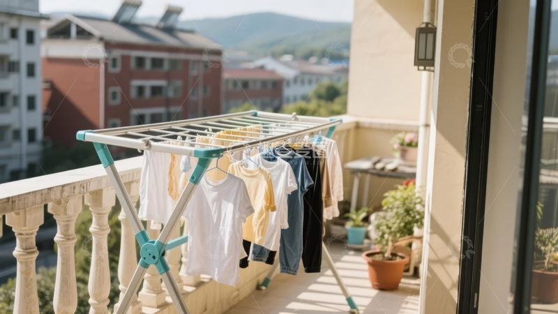 高清大图下载【趣麦麦图】阳台上晾晒衣物的场景