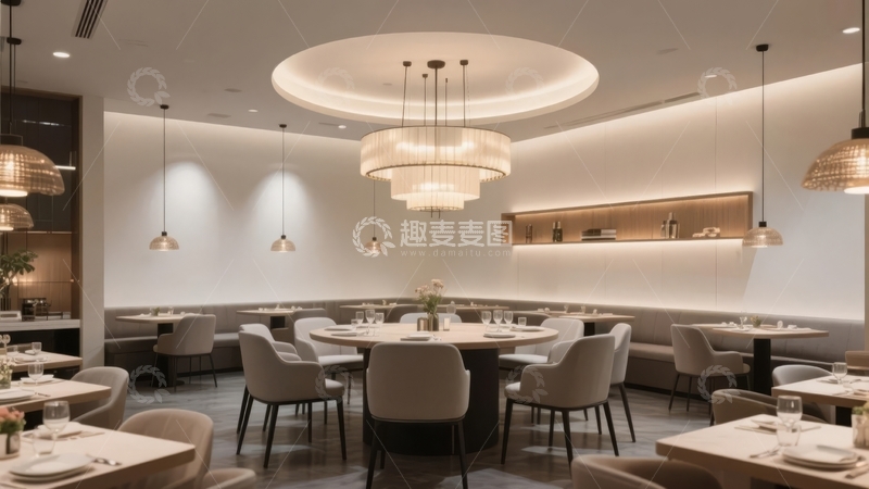 高清大图下载【趣麦麦图】现代简约风格餐厅内部装潢明亮舒适
