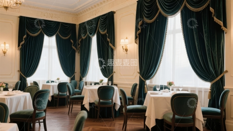 高清大图下载【趣麦麦图】豪华餐厅内部装饰典雅布置精致