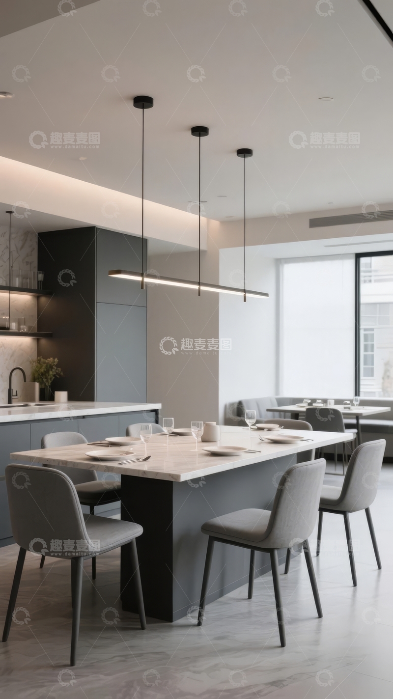 高清大图下载【趣麦麦图】现代简约风格餐厅设计宽敞明亮