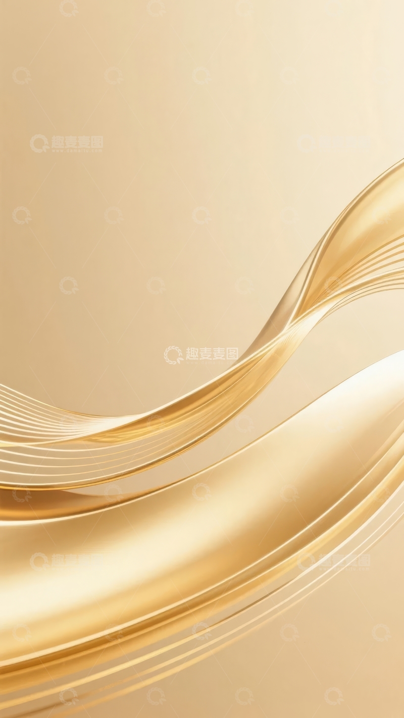 高清大图下载【趣麦麦图】金色波浪线条流动抽象艺术设计