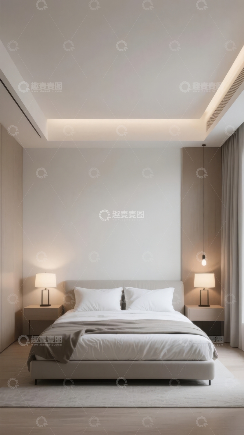 高清大图下载【趣麦麦图】现代简约风格卧室床头灯与隐藏式照明设计