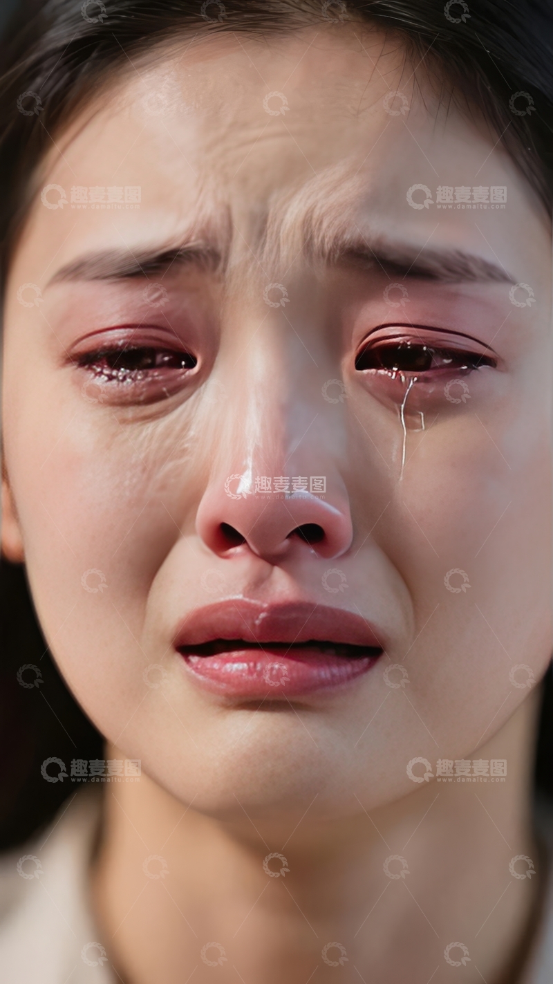 高清大图下载【趣麦麦图】女性悲伤哭泣面部特写