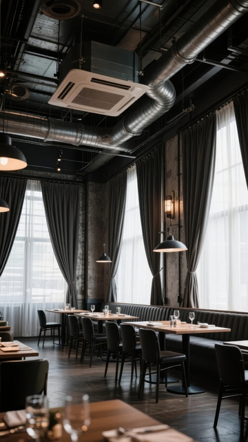 现代工业风餐厅内部装潢展示