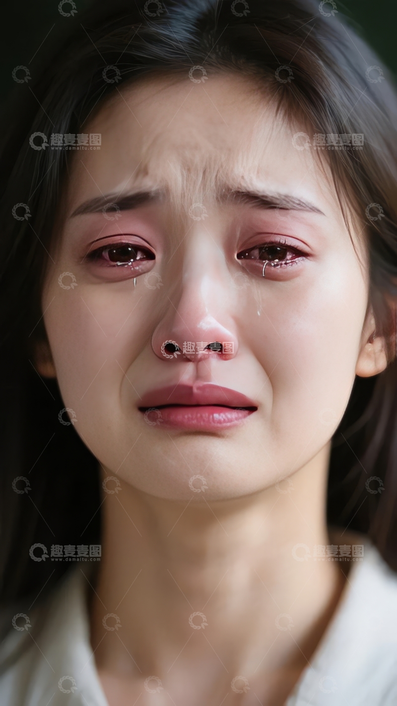 高清大图下载【趣麦麦图】一位悲伤哭泣的女性特写镜头