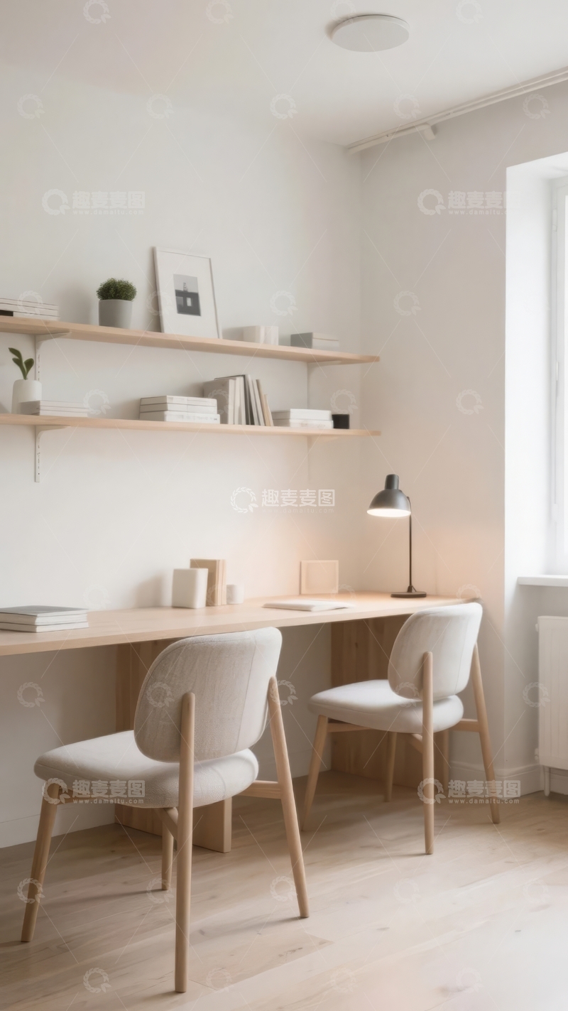 高清大图下载【趣麦麦图】简约现代风格的室内书房角落