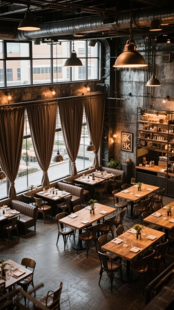 工业风餐厅内部装潢现代简约