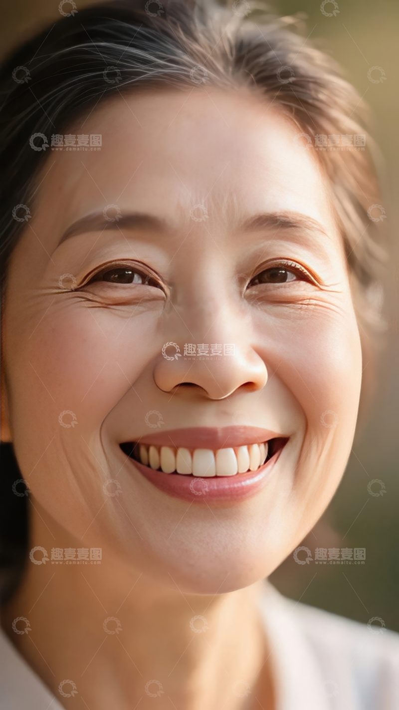 高清大图下载【趣麦麦图】一位面带微笑的中年女性特写照片