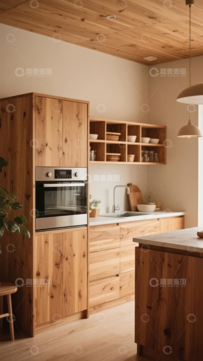 高清大图下载【趣麦麦图】现代简约风格木质厨房设计