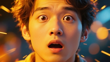 惊讶表情的年轻男子特写背景有光斑效果