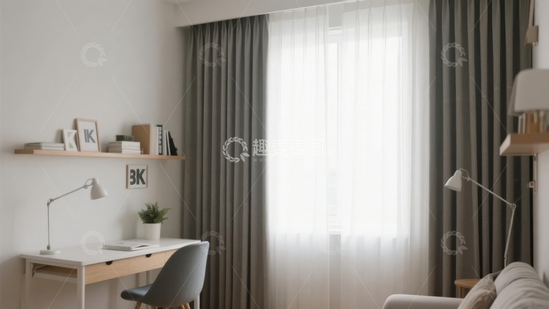 高清大图下载【趣麦麦图】现代简约风格的室内书房角落