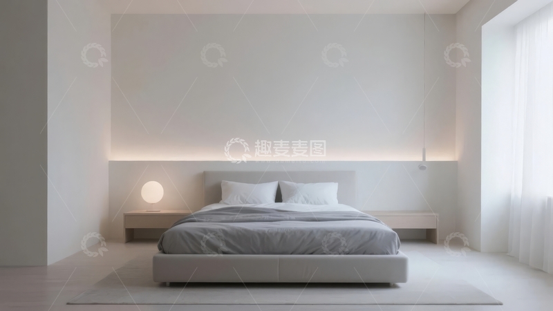 高清大图下载【趣麦麦图】现代简约风格卧室设计以白色为主色调
