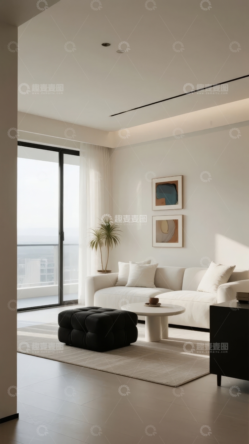 高清大图下载【趣麦麦图】现代简约风格客厅设计宽敞明亮