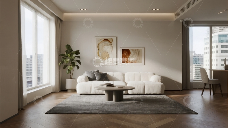 高清大图下载【趣麦麦图】现代简约风格客厅设计宽敞明亮