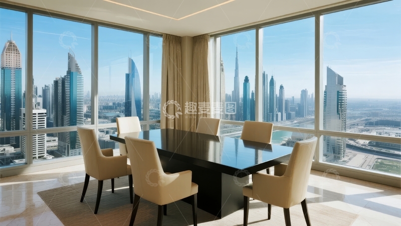 高清大图下载【趣麦麦图】现代会议室俯瞰城市天际线