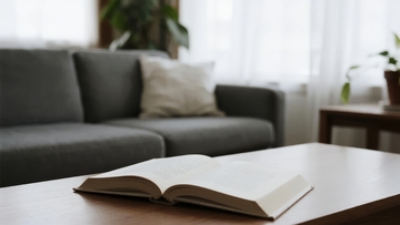 客厅沙发上放着一本打开的书
