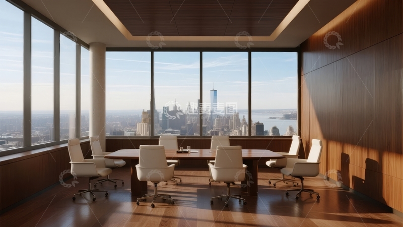 高清大图下载【趣麦麦图】现代会议室俯瞰城市天际线