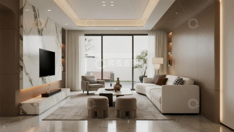 高清大图下载【趣麦麦图】现代简约风格客厅设计宽敞明亮