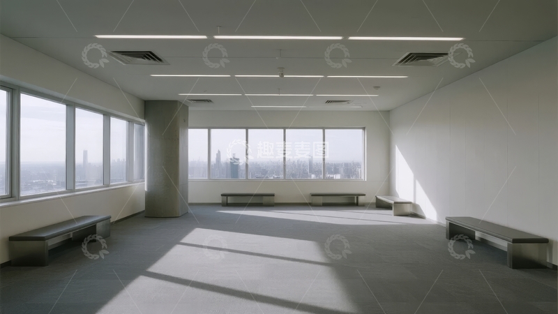 高清大图下载【趣麦麦图】宽敞明亮的室内空间设有长窗和休息区