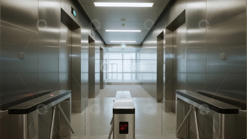 高清大图下载【趣麦麦图】现代化办公楼电梯厅走廊设有闸机通道