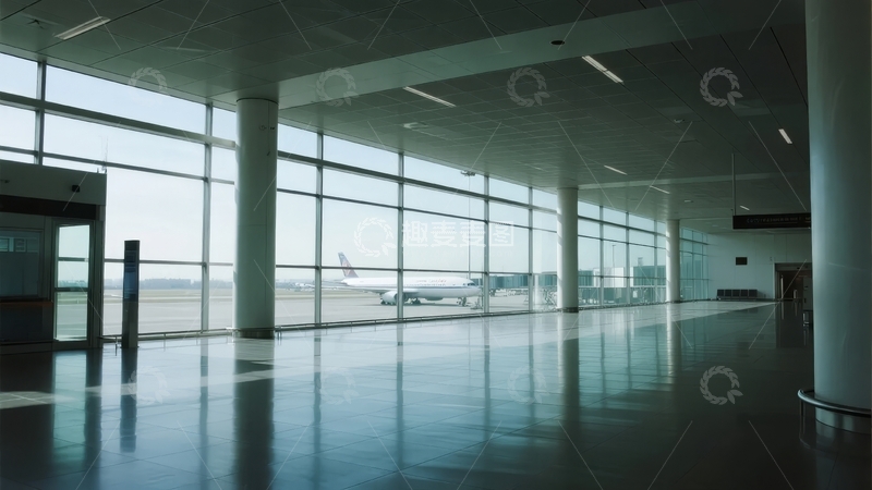 高清大图下载【趣麦麦图】机场候机厅宽敞明亮旅客稀少