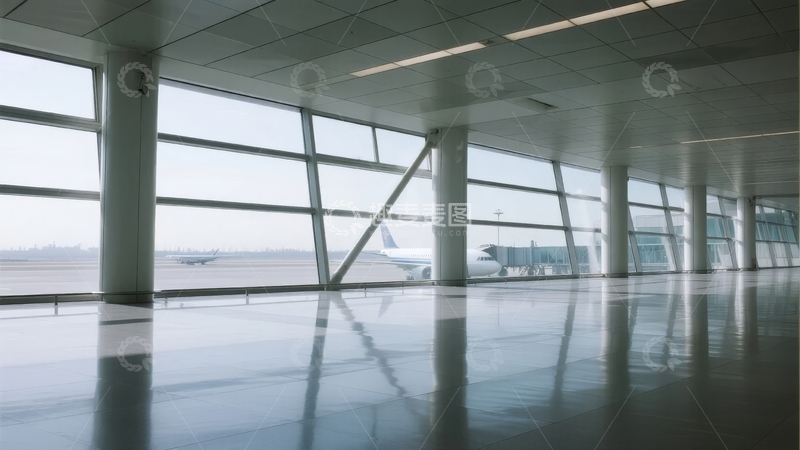 高清大图下载【趣麦麦图】机场候机厅宽敞明亮的落地窗景观