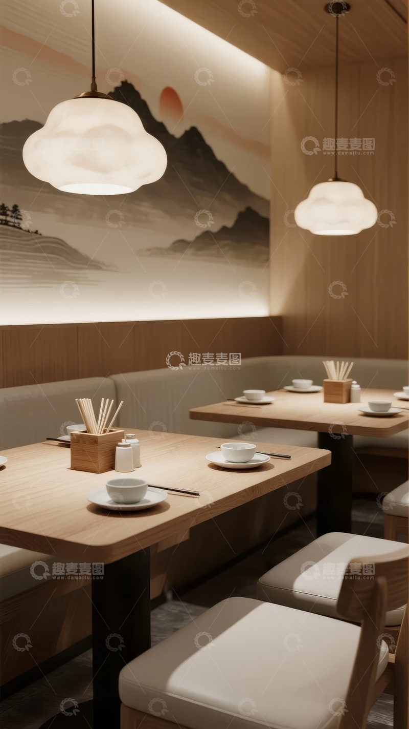 高清大图下载【趣麦麦图】现代中式餐厅室内设计温馨雅致