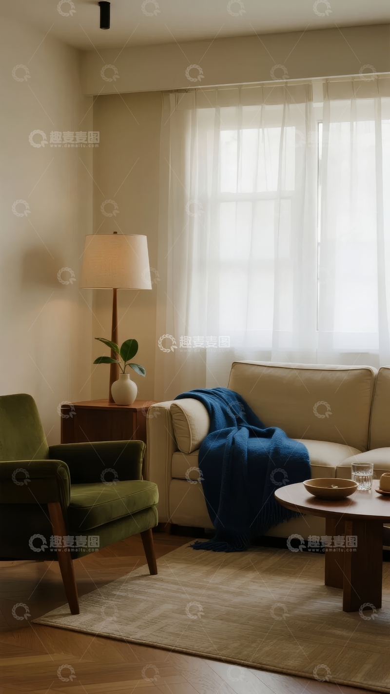 高清大图下载【趣麦麦图】现代简约风格客厅一角温馨舒适