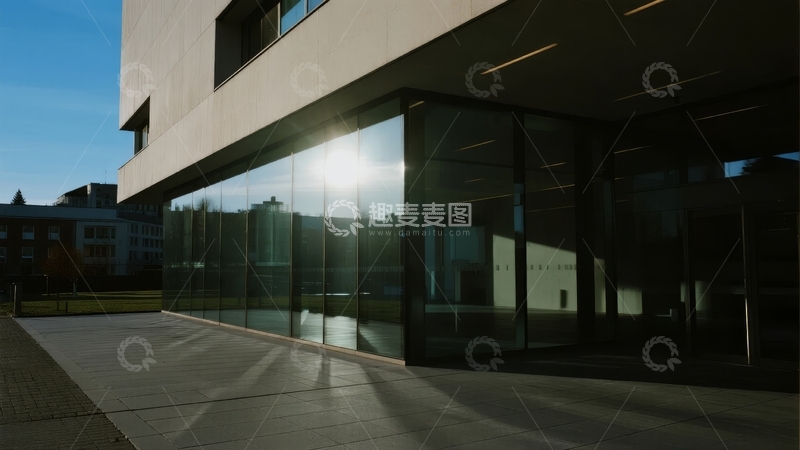 高清大图下载【趣麦麦图】现代建筑玻璃幕墙在阳光下反射光芒