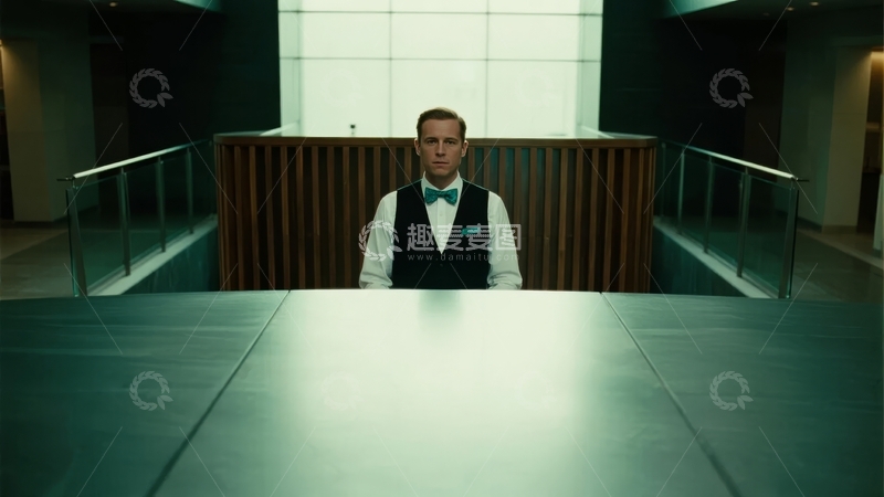 高清大图下载【趣麦麦图】身着正装的男子站在现代风格的室内环境中