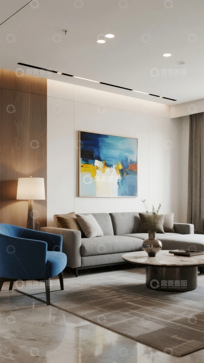 高清大图下载【趣麦麦图】现代简约风格客厅布置温馨舒适