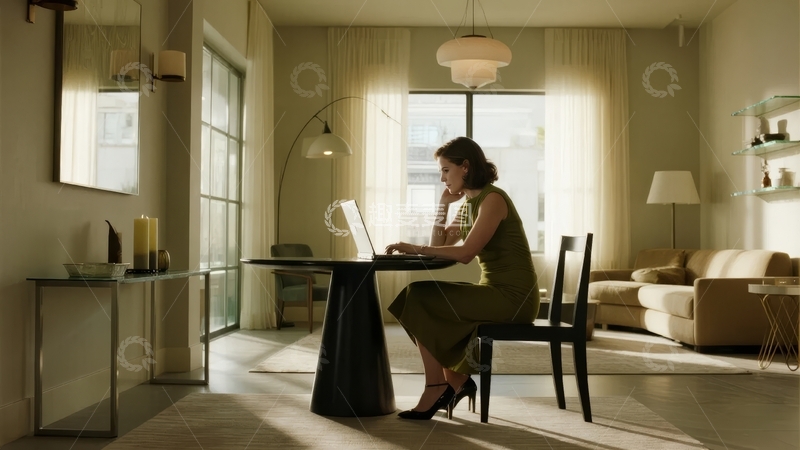 高清大图下载【趣麦麦图】室内办公场景中女性使用笔记本电脑工作