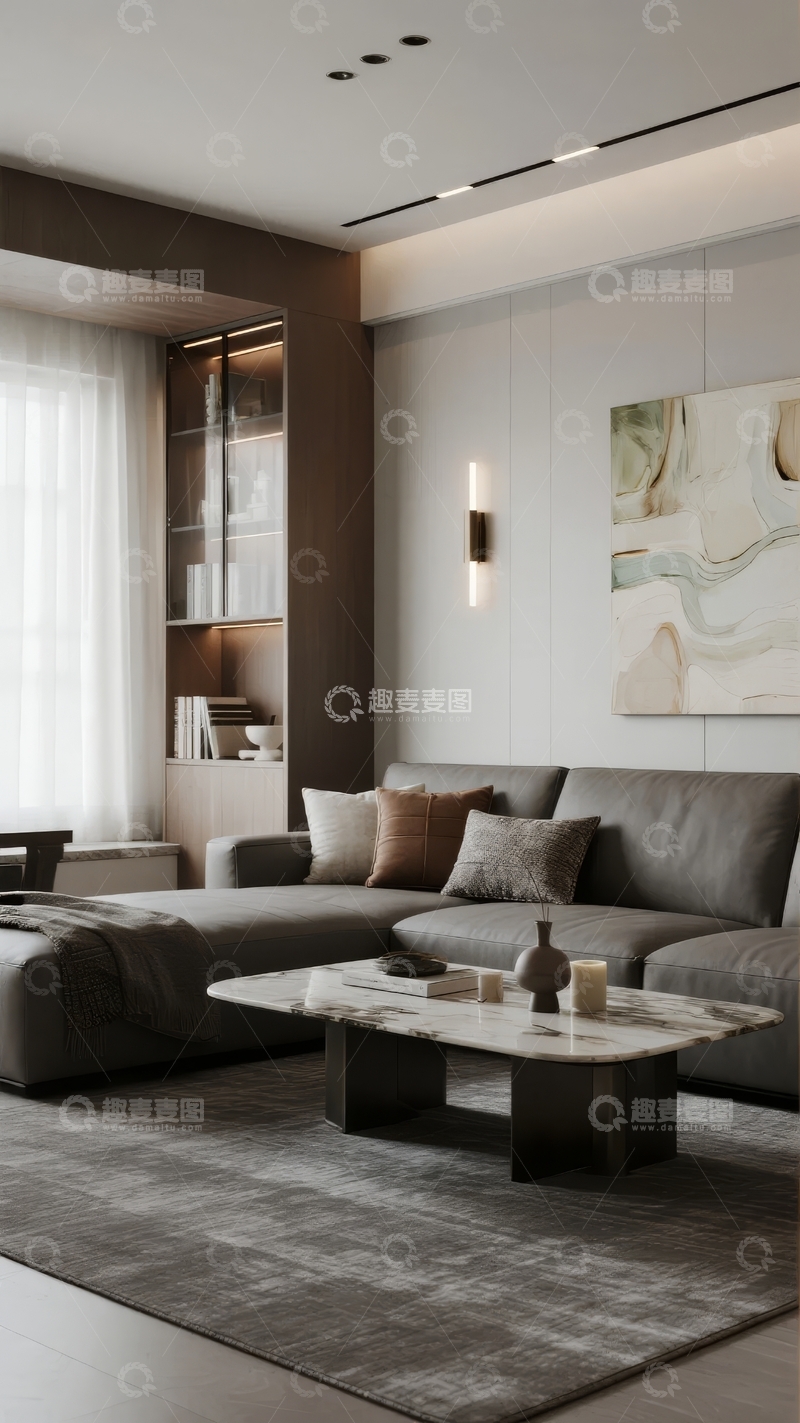 高清大图下载【趣麦麦图】现代简约风格客厅设计温馨舒适