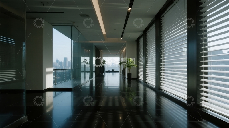 高清大图下载【趣麦麦图】现代办公楼长廊宽敞明亮窗户排列整齐