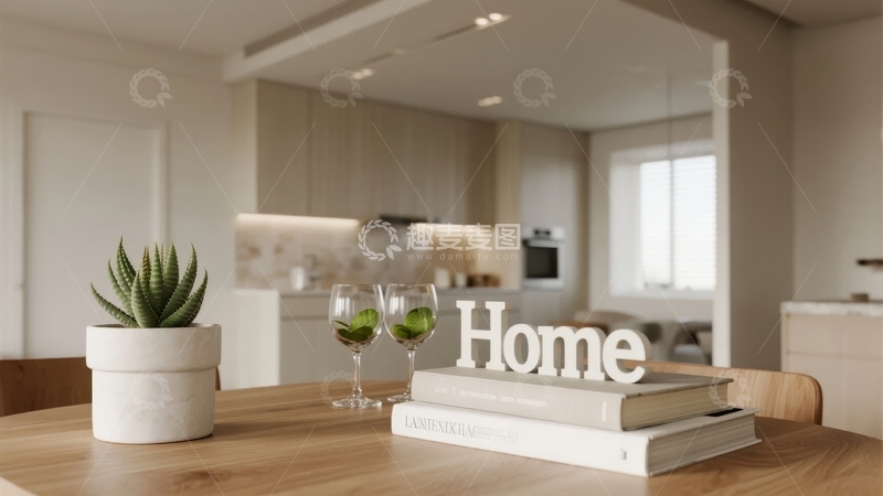 高清大图下载【趣麦麦图】现代简约风格厨房桌面摆设温馨家居氛围